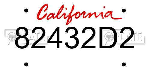 82432D2 California License Plate