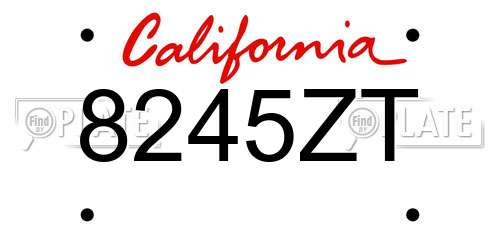 8245ZT California License Plate