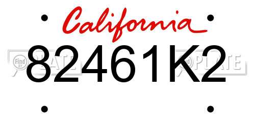 82461K2 California License Plate