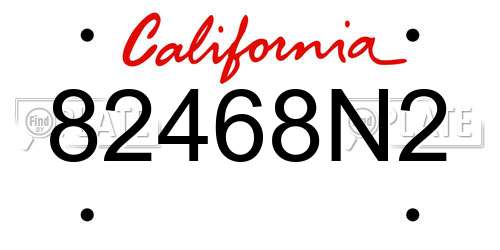 82468N2 California License Plate