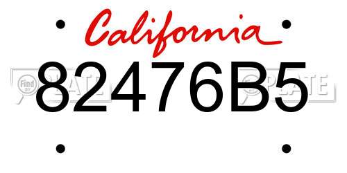 82476B5 California License Plate