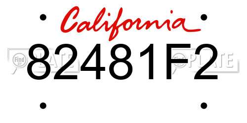 82481F2 California License Plate