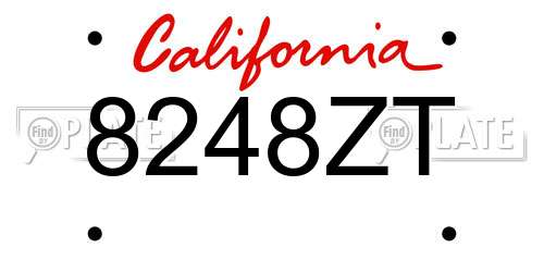 8248ZT California License Plate