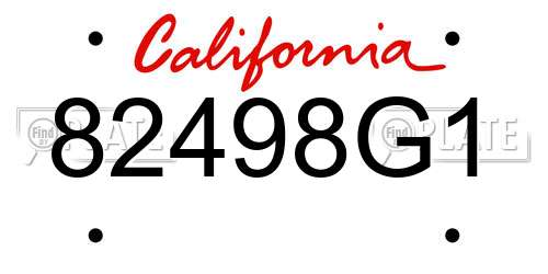 82498G1 California License Plate
