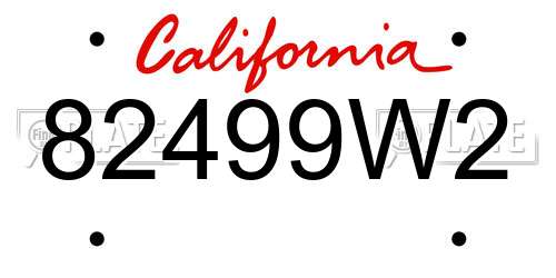 82499W2 California License Plate