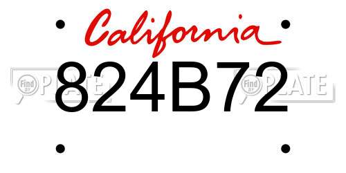 824B72 California License Plate