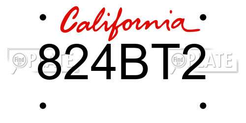 824BT2 California License Plate