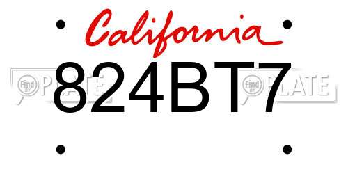 824BT7 California License Plate