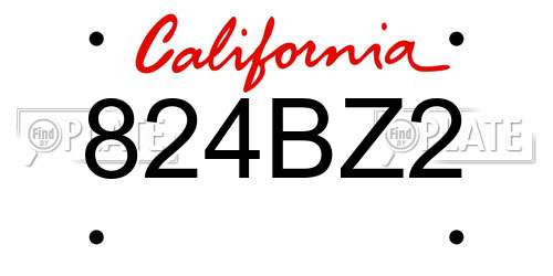 824BZ2 California License Plate
