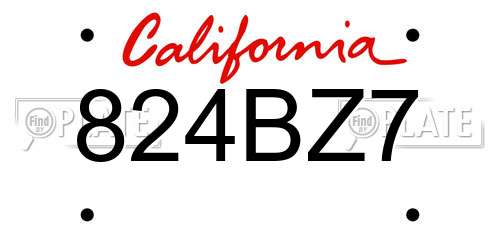 824BZ7 California License Plate