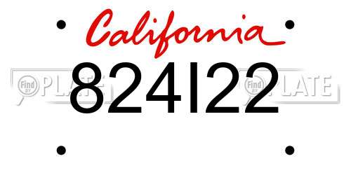 824I22 California License Plate