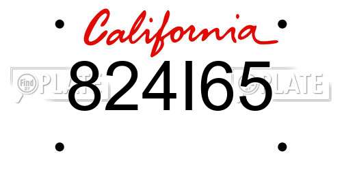 824I65 California License Plate