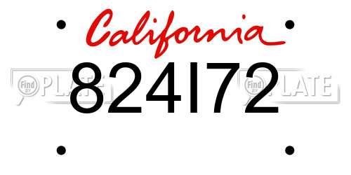 824I72 California License Plate