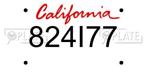 824I77 California License Plate