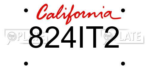 824IT2 California License Plate