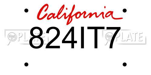 824IT7 California License Plate