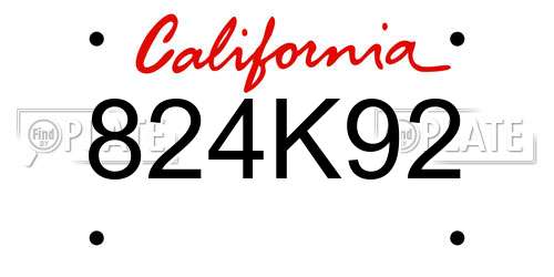 824K92 California License Plate