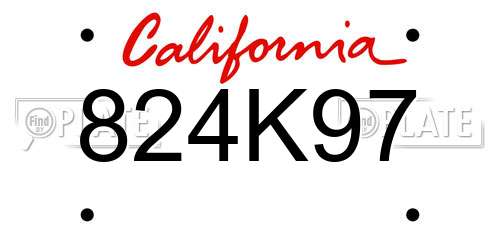 824K97 California License Plate