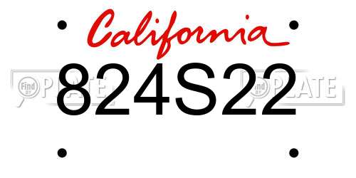 824S22 California License Plate