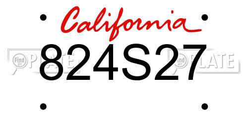 824S27 California License Plate