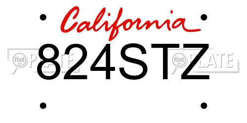 824STZ California License Plate