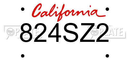 824SZ2 California License Plate