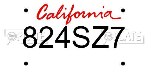 824SZ7 California License Plate