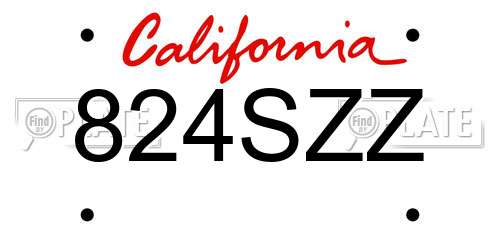 824SZZ California License Plate