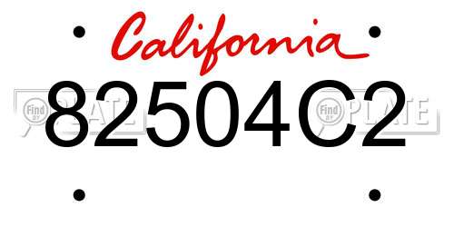 82504C2 California License Plate