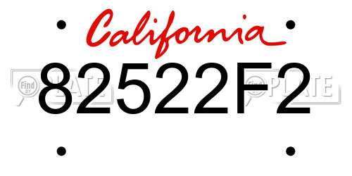 82522F2 California License Plate