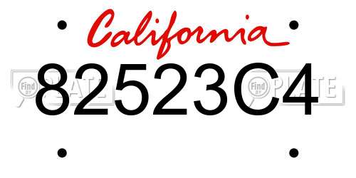 82523C4 California License Plate