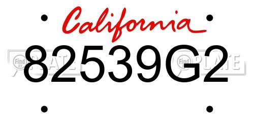 82539G2 California License Plate