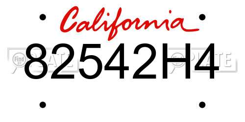 82542H4 California License Plate
