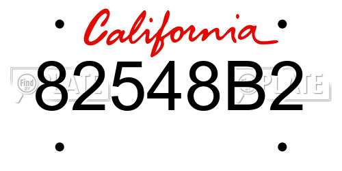 82548B2 California License Plate
