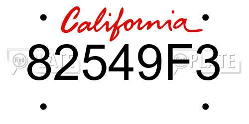 82549F3 California License Plate