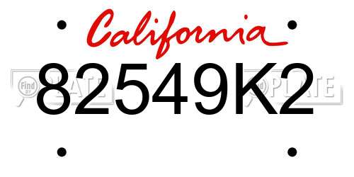 82549K2 California License Plate