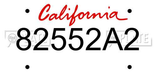 82552A2 California License Plate