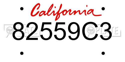 82559C3 California License Plate