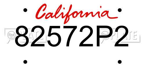 82572P2 California License Plate