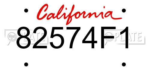82574F1 California License Plate