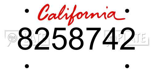 8258742 California License Plate