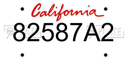 82587A2 California License Plate