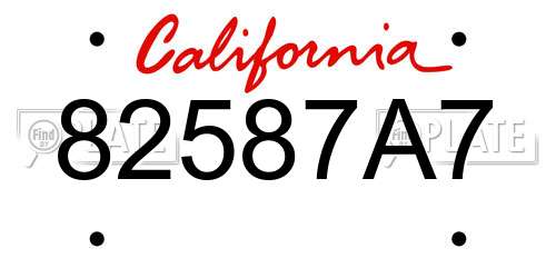 82587A7 California License Plate