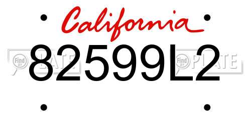 82599L2 California License Plate