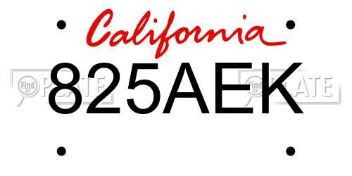 825AEK California License Plate