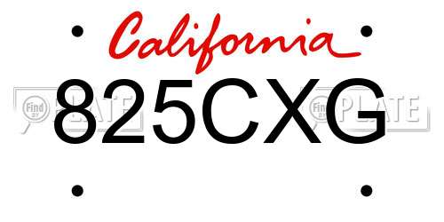 825CXG California License Plate