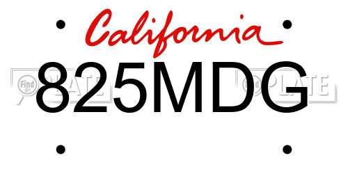 825MDG California License Plate