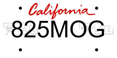 825MOG California License Plate