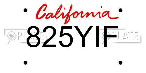 825YIF California License Plate