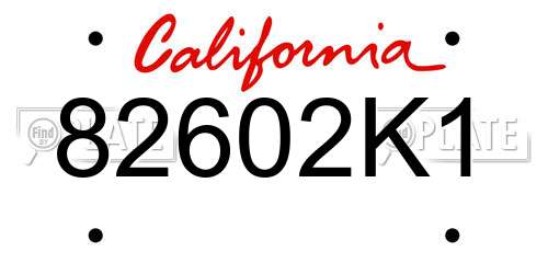 82602K1 California License Plate